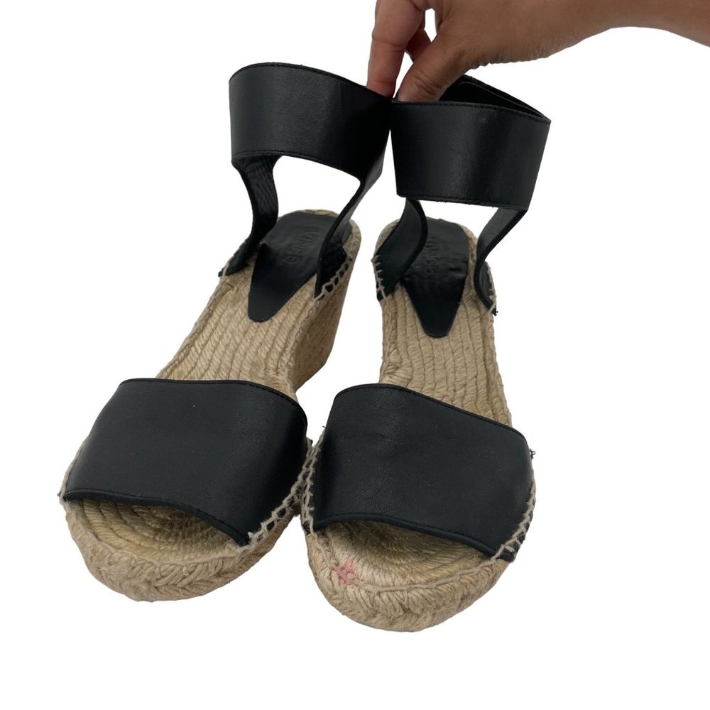 Vince Size 9 Sophie Espadrille Wedge Leather Sandals 3" Heels Women's Open Toe - Picture 2 of 7